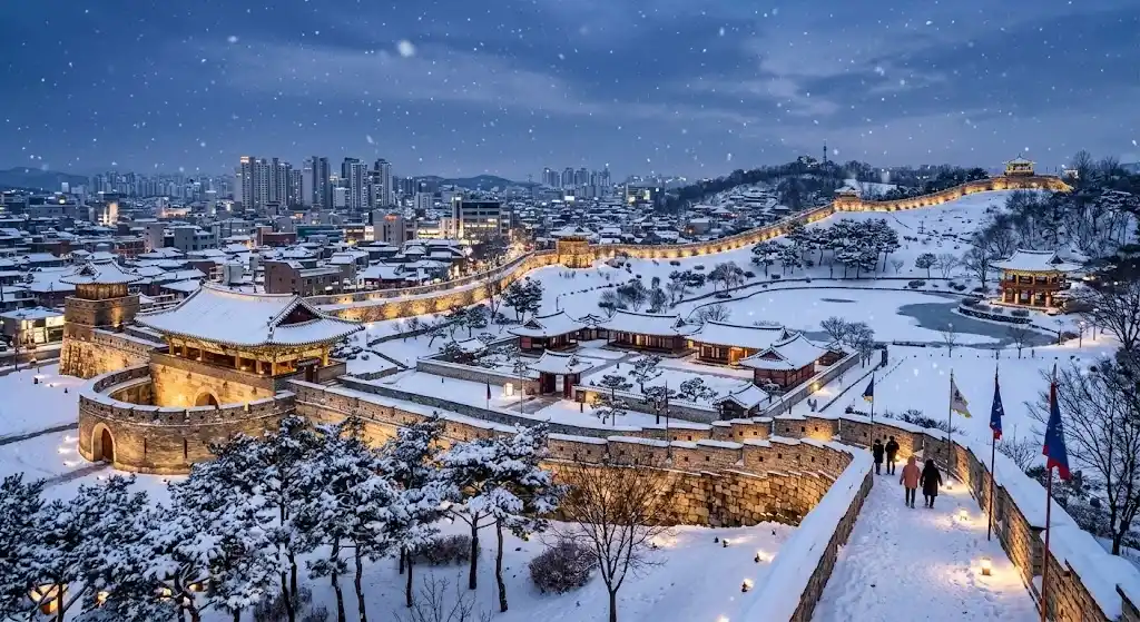kota suwon tour korea di musim dingin