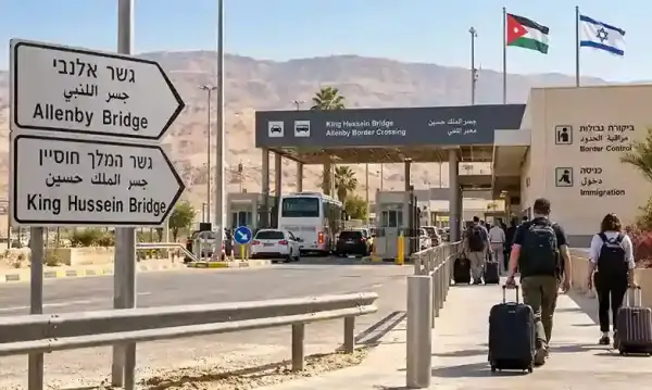 Ilustrasi Allenby Bridge atau King Hussein Bridge, pos imigrasi perbatasan Yordania-Israel.