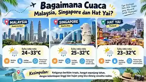 Cuaca Malaysia, Singapore dan Hat Yai Thailand untuk tour 3 negara dan wisata Asia