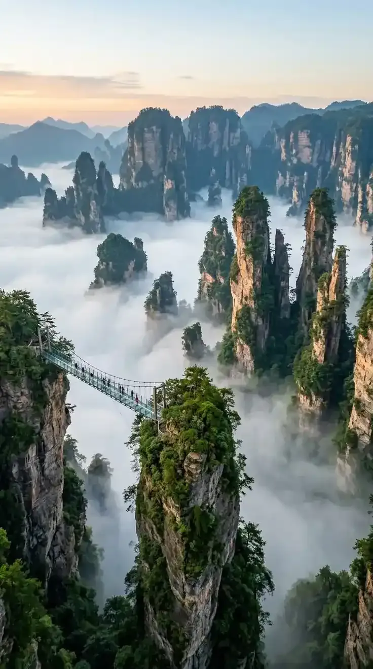 Gunung Avatar di Zhangjiajie National Forest Park, destinasi wisata China dengan lautan awan