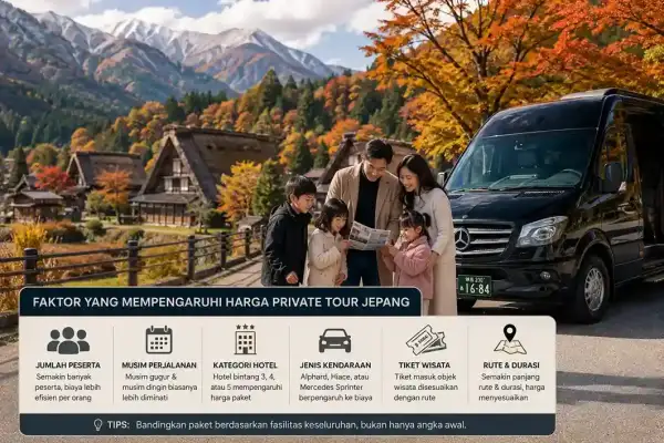 Harga private tour Jepang keluarga di Shirakawago saat musim gugur dengan mobil pribadi