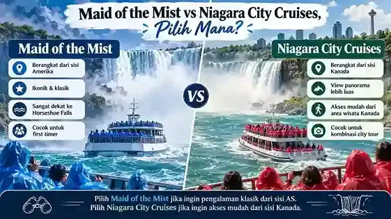 Maid of the Mist vs Niagara City Cruises di Niagara Falls Amerika dan Kanada