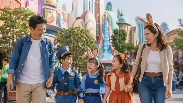 Keluarga berkostum Zootopia bersenang-senang di Shanghai Disneyland dalam paket tour China