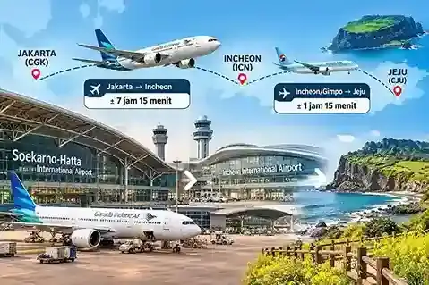 Penerbangan Jakarta ke Jeju via Incheon, Korea Selatan untuk wisata Jeju dan tour Korea