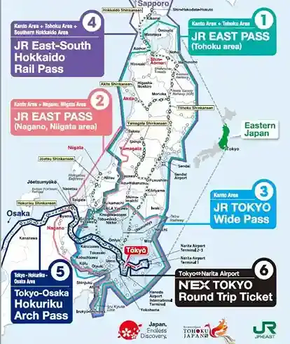 Peta JR Pass Jepang wilayah Tokyo, Tohoku dan Hokkaido untuk itinerary tour Jepang 2026
