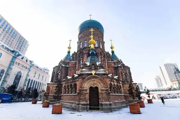 Saint Sophia Cathedral Harbin saat tour Harbin China musim dingin