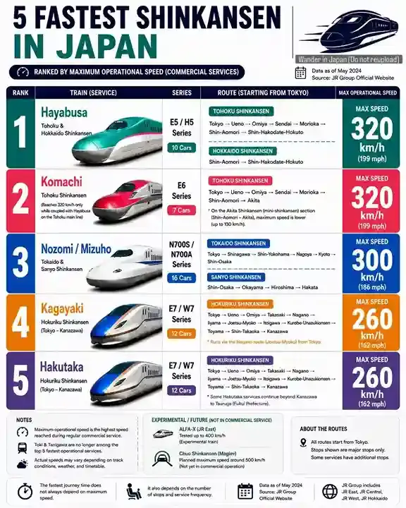 5 Shinkansen tercepat di Jepang: Hayabusa, Komachi, Nozomi, Kagayaki dan Hakutaka