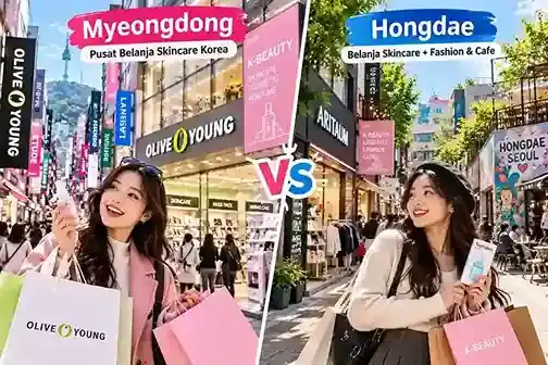 Belanja skincare Korea di Myeongdong vs Hongdae Seoul, pusat K-Beauty populer