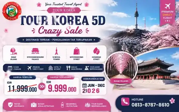 paket tour 5d crazy sale korea 