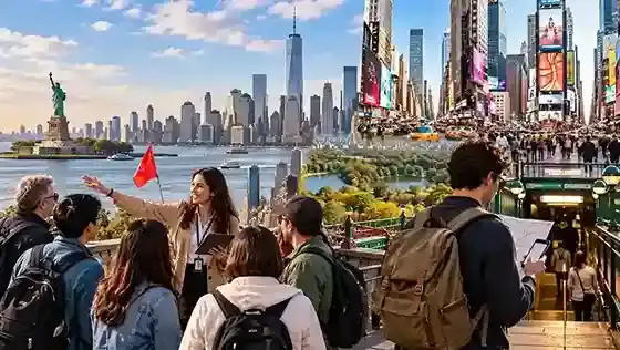 Tour New York di Patung Liberty, Times Square dan Central Park dengan skyline Manhattan