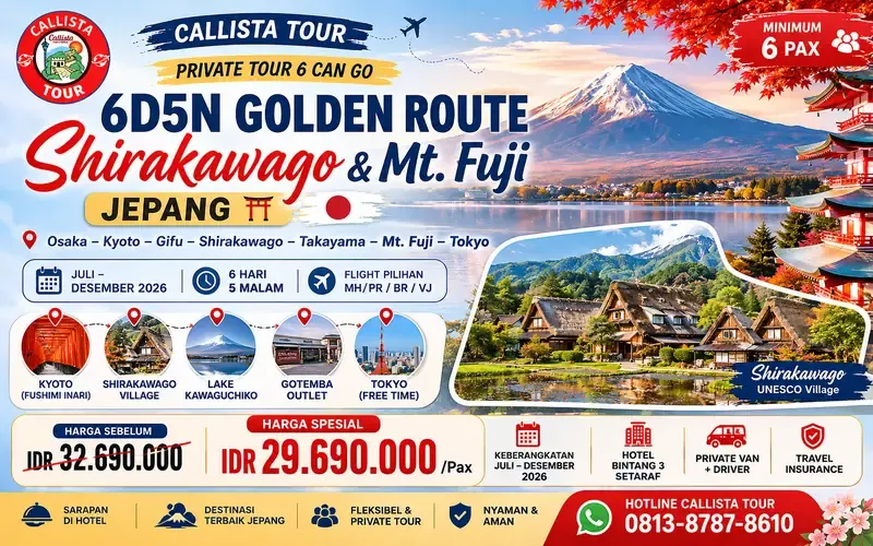 Private Tour 6 Can Go 6D5N Golden Route Shirakawago Mt Fuji