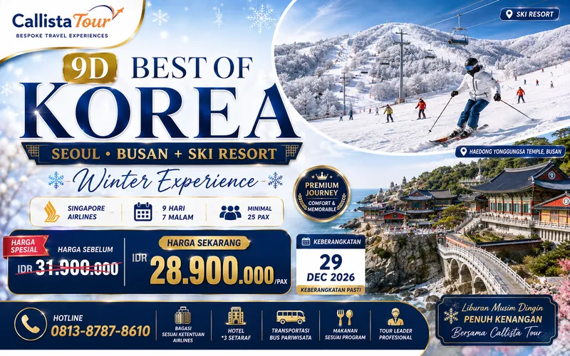 9D Best Of Korea Seoul Busan + Ski Resort