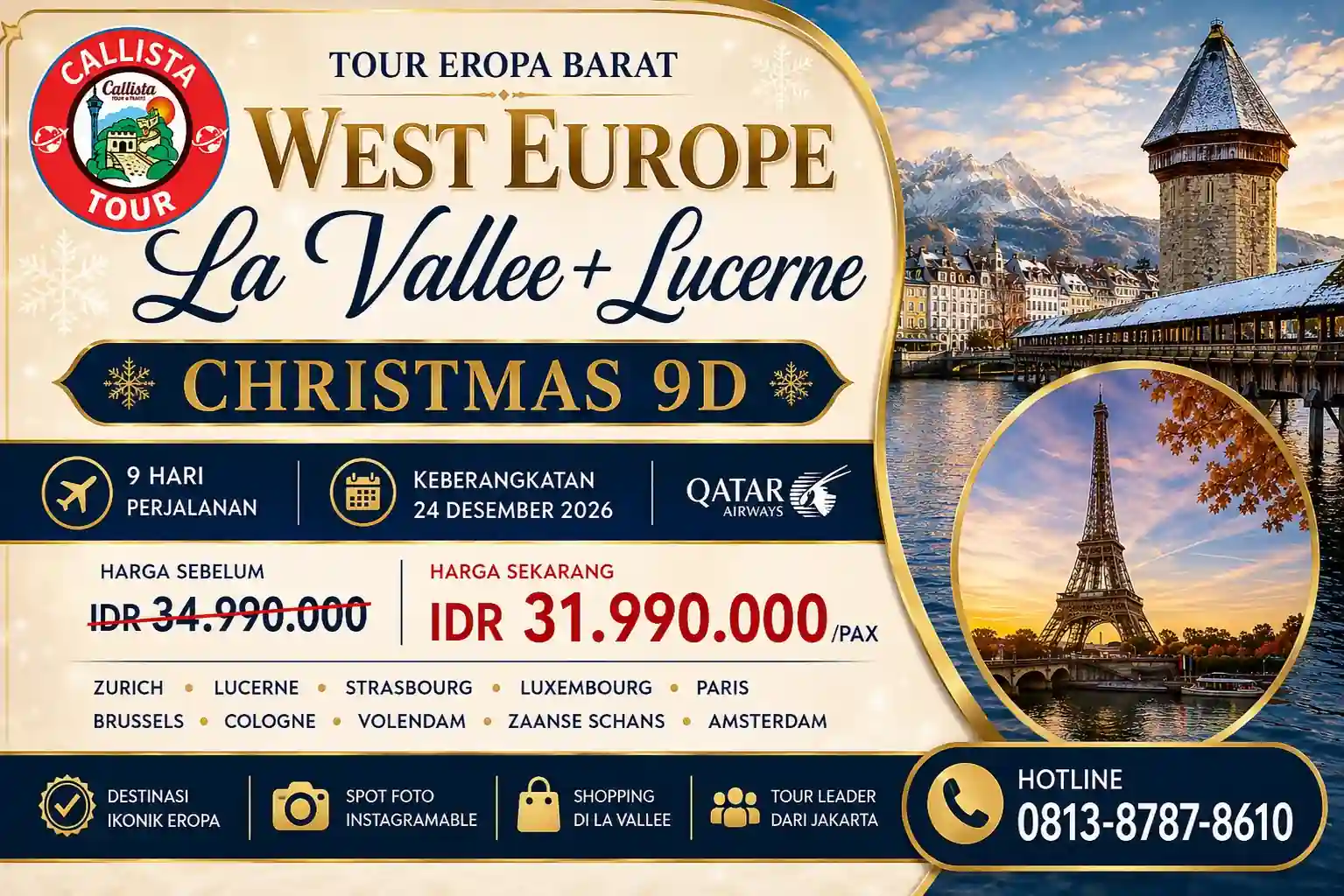 West Europe La Vallee + Lucerne Christmas 9D