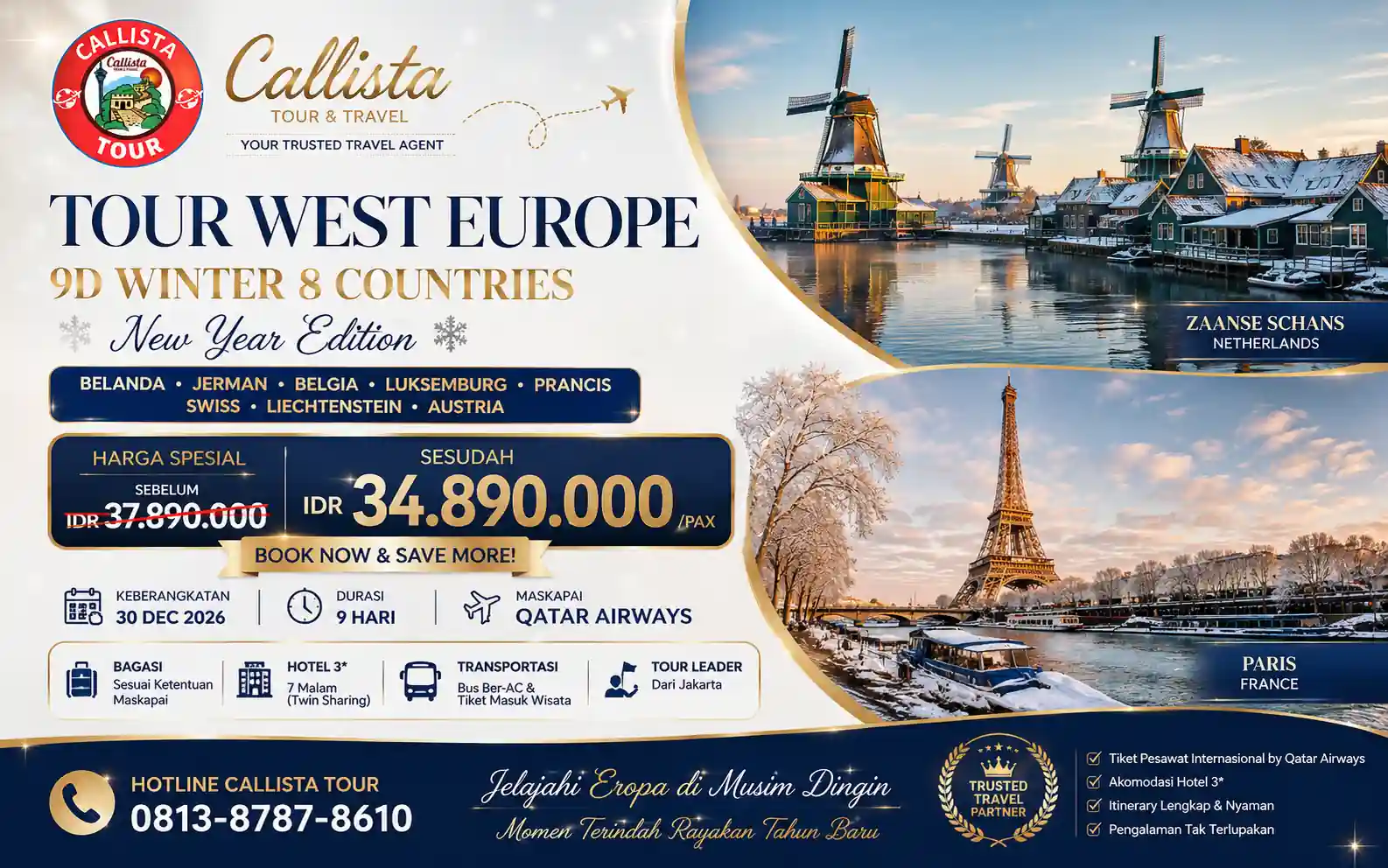 Tour West Europe 9D Winter 8 Countries New Year Edition