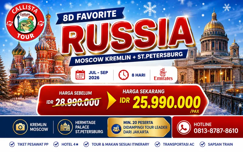 8D Favorite Russia Moscow Kremlin + St.petersburg