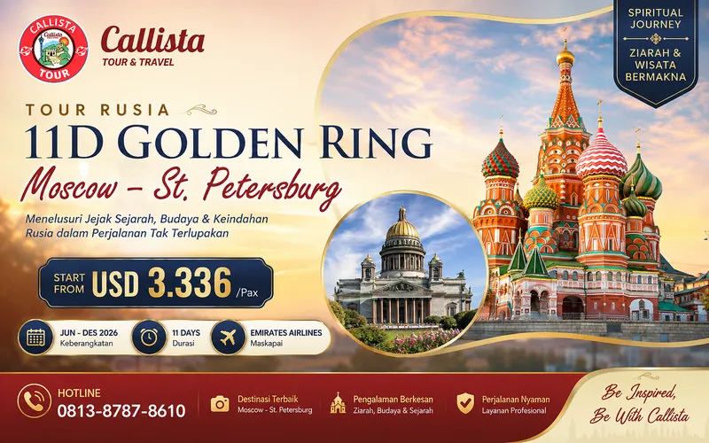 Paket Tour Russia 11D Golden Ring Moscow – St. Petersburg
