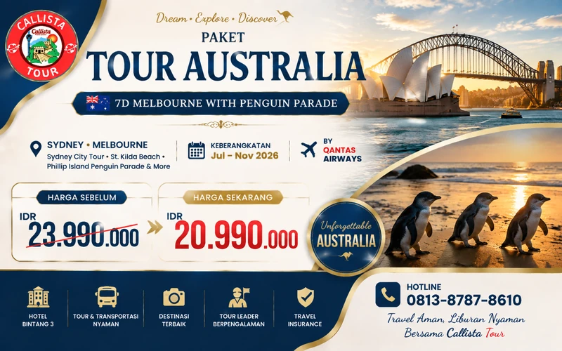 Paket Tour Australia 7D Melbourne With Penguin Parade