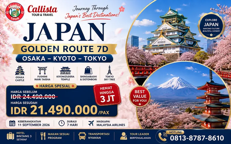 Japan Golden Route 7D Osaka Kyoto Tokyo