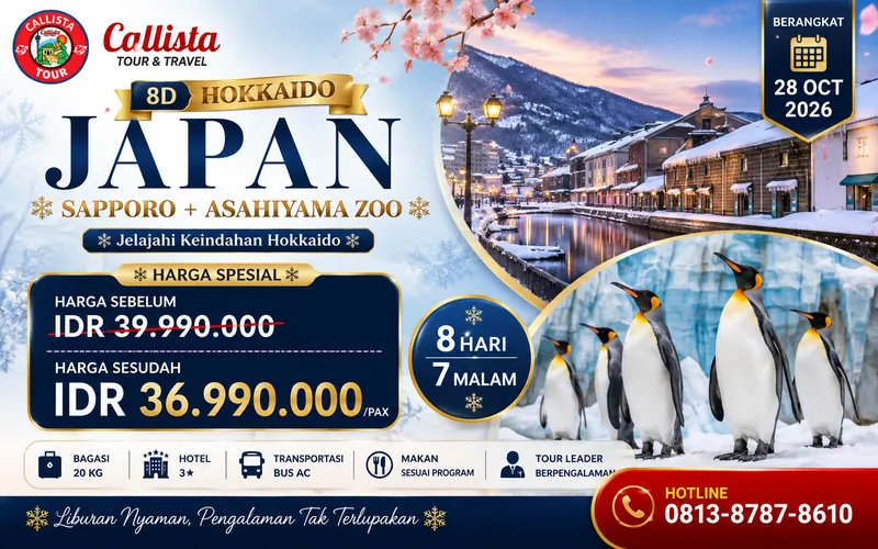 Tour Japan 8D Hokkaido Sapporo + Asahiyama Zoo