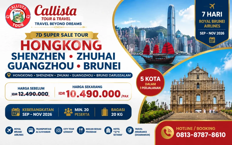 SuperSale Hongkong Shenzhen Zhuhai Guangzhou + Brunei 7D