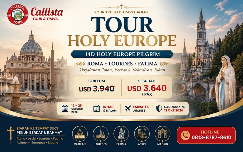 Tour 14D Holy Europe Pilgrim Roma Lourdes Fatima
