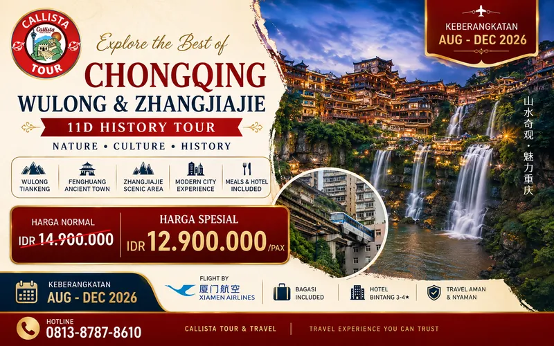 11D History Tour Chonqing Wulong Zhangjiajie