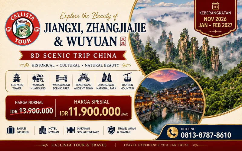 8D Jiangxi Zhangjiajie Wuyuan Scenic Trip