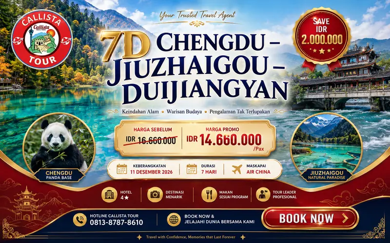 7D Chengdu – Jiuzhaigou – Dujiangyan