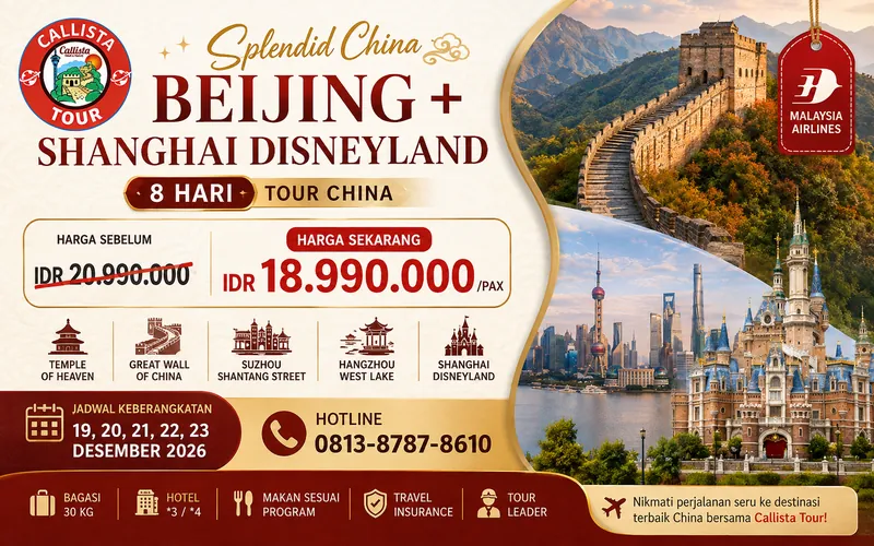 Tour China 8D Splendid China Beijing + Shanghai Disneyland