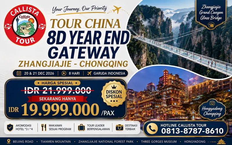 Tour China 8D Year End Gateway Zhangjiajie Chongqing