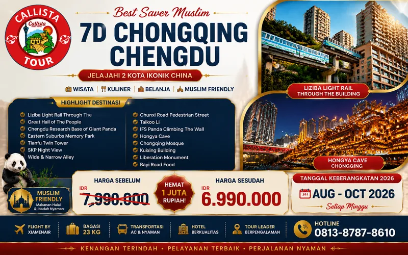 Paket Tour 7D Best Saver Chongqing Chengdu Muslim