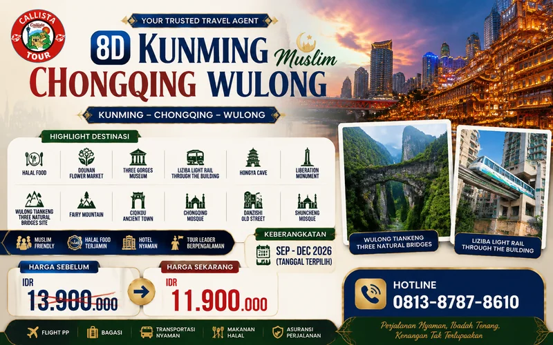 8D Tour Kunming Chongqing Wulong Muslim 1