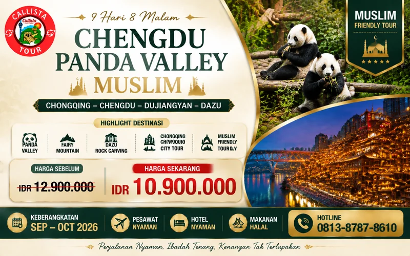 Paket Tour 9D Chengdu Chongqing Panda Valley Muslim