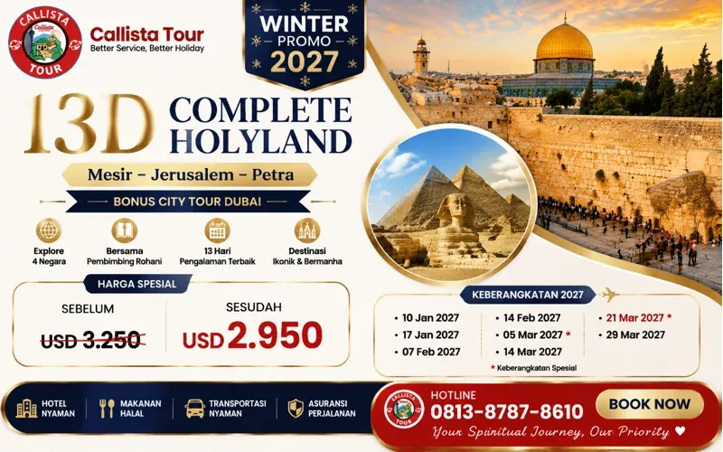 Paket Tour 13D Holyland Mesir Jerusalem Petra Bonus City Tour Dubai