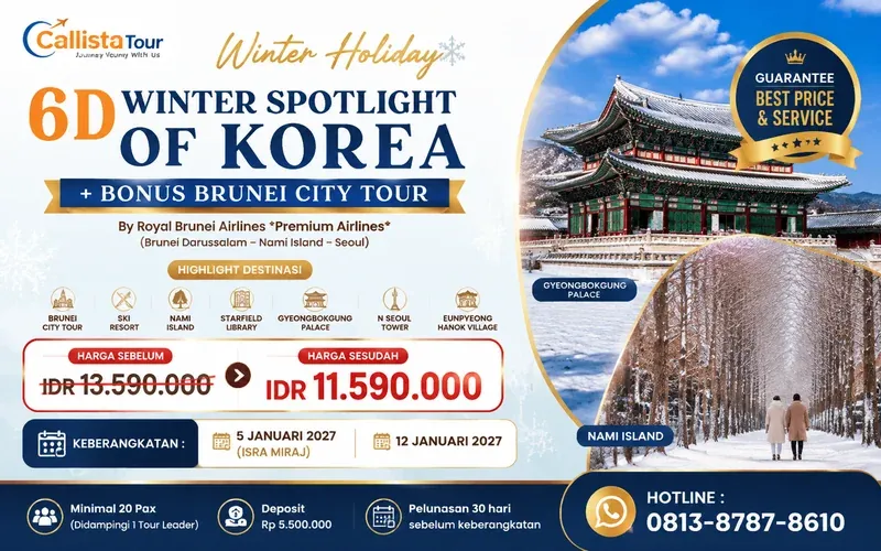 Paket Tour 6D Winter Spotlight Korea + Brunei City Tour