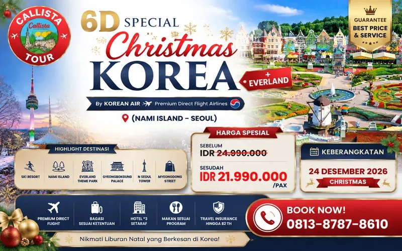 Paket Tour 6D Special Christmas Korea Everland