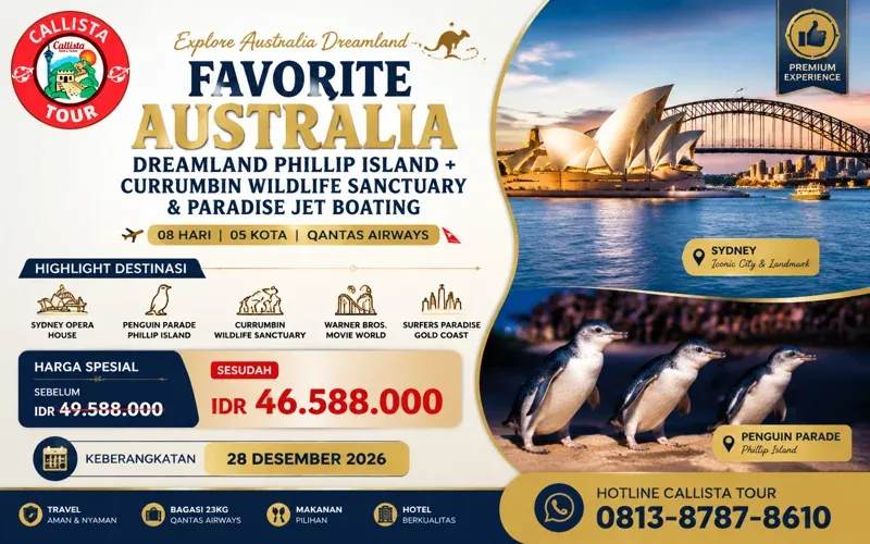 Paket Tour 8D Australia Dreamland Phillip Island