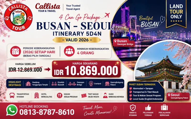 Paket Tour 4 Can Go Busan Seoul Land Tour 5D