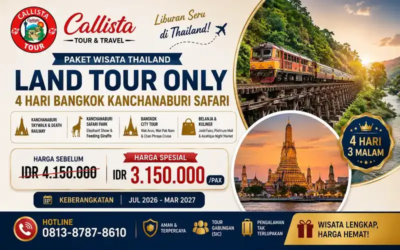 Land Tour Only 4 Hari Bangkok Kanchanaburi Safari