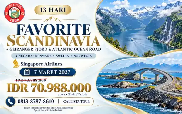 Paket Tour 13 Hari Scandinavia Geiranger & Atlantic Ocean Road