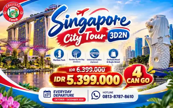 Paket Tour 3 Hari 4 CanGo Singapore City Tour + Sentosa & Wings of Time