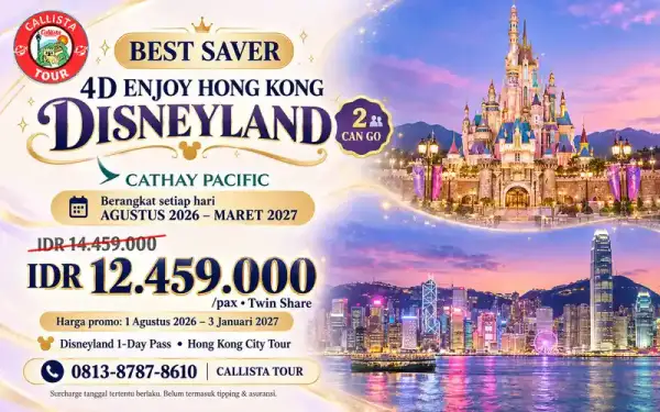 Paket Tour 4 Hari Enjoy Hongkong Disneyland 2 Can Go