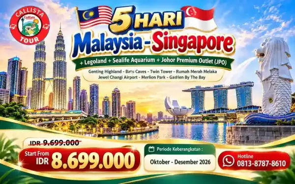 Paket Tour 5 Hari Malaysia Singapore + Legoland, SEA LIFE, JPO