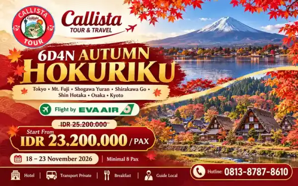 Paket Tour 6 Hari Autumn Hokuriku Golden Route
