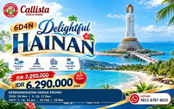 Paket Tour 6 Hari Delightful Hainan Sanya Haikou & Qionghai