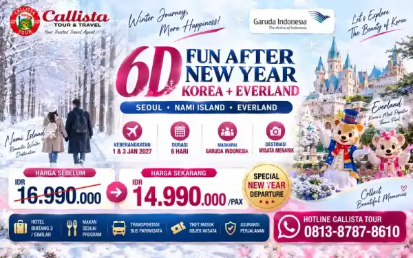 Paket Tour 6D Fun After New Year Korea + Everland