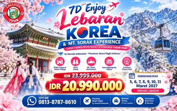 Paket Tour 7 Hari Tour Korea Lebaran Mt. Sorak + Everland