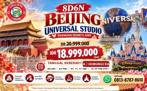 Paket Tour 8 Hari Beijing Universal & Shanghai Disneyland