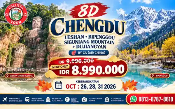 8 Hari Chengdu Leshan Siguniang Bipenggou Dujiangyan 1