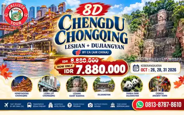 Paket Tour 8 Hari Chongqing Chengdu Leshan Dujiangyan